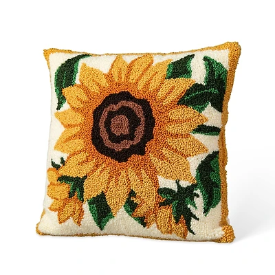 Glitzhome® 14" Fall Hooked Sunflower Pillow