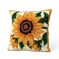 Glitzhome® 14" Fall Hooked Sunflower Pillow