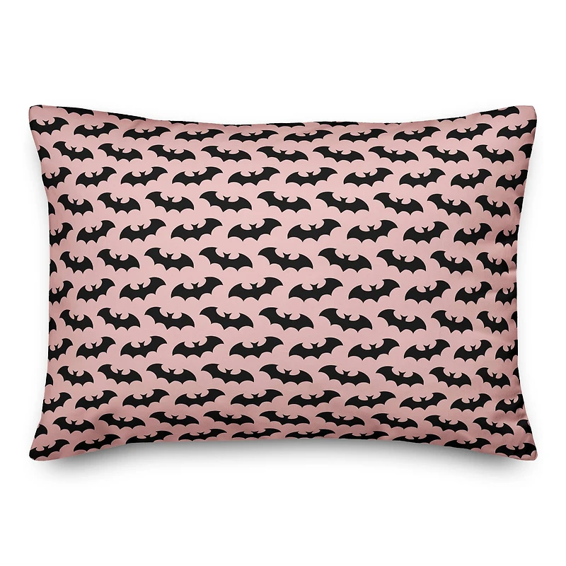 Pink & Black Bat Throw Pillow