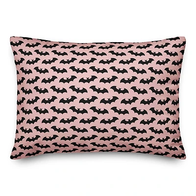 Pink & Black Bat Throw Pillow