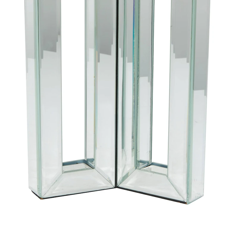 21" Silver Wood Glam Candlestick Holder