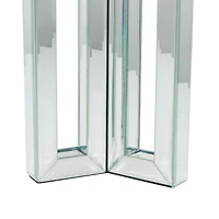 21" Silver Wood Glam Candlestick Holder