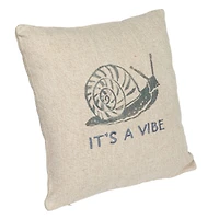 Hello Honey® Natural & Gray Snail "It's a Vibe" Embroidered Linen Blend Pillow