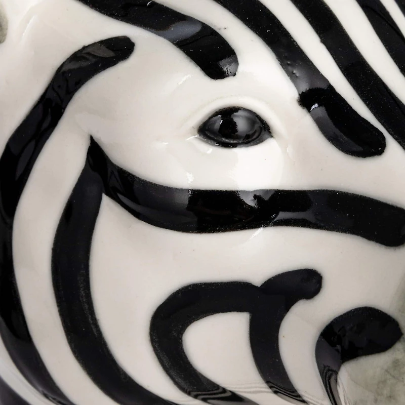 Hello Honey® 11.5" White & Black Hand-Painted Decorative Stoneware Zebra Vase