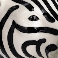 Hello Honey® 11.5" White & Black Hand-Painted Decorative Stoneware Zebra Vase