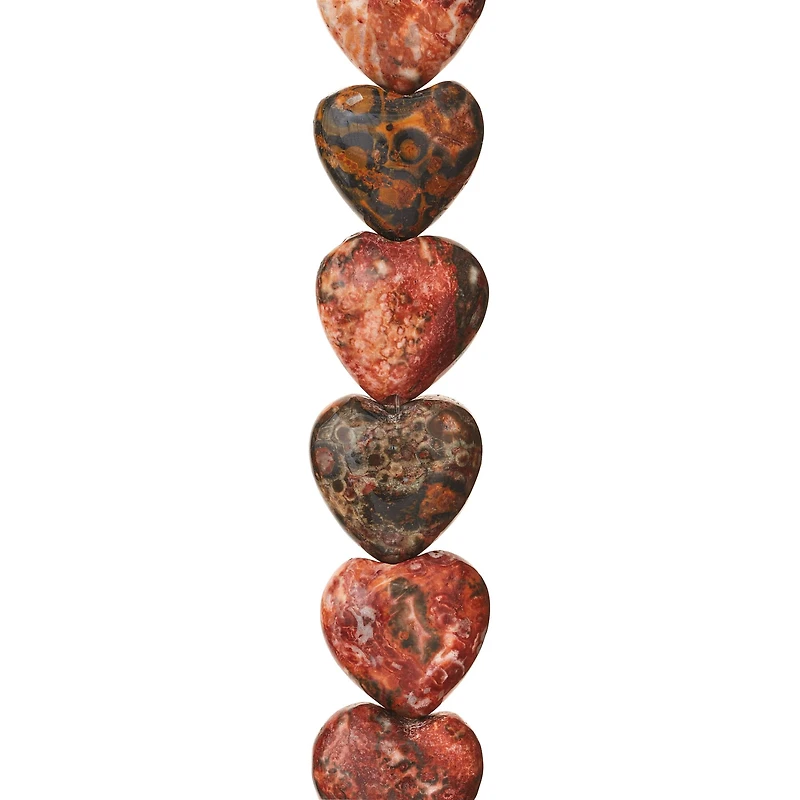 12 Pack: Leopard Jasper Heart Beads by Bead Landing™, 12mm