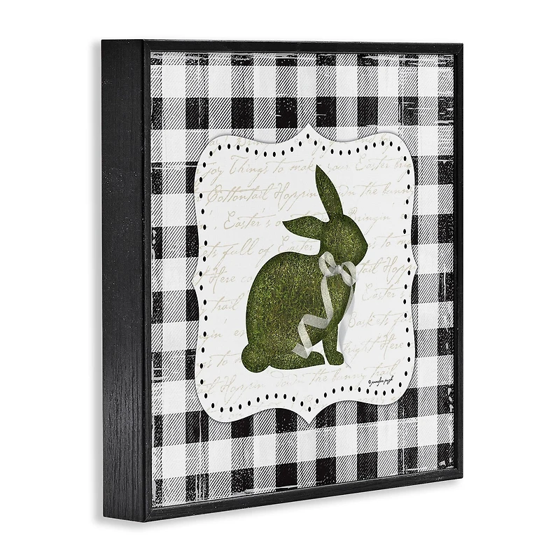 Stupell Industries Festive Easter Bunny Ribbon Spring Plaid Pattern Framed Giclee Art