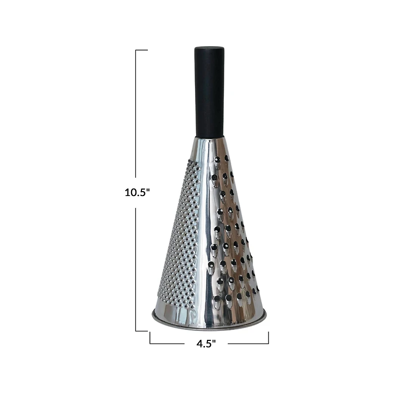 Hello Honey® 10.5" Black Stainless Steel Cone Shaped Grater with Mango Wood Handle