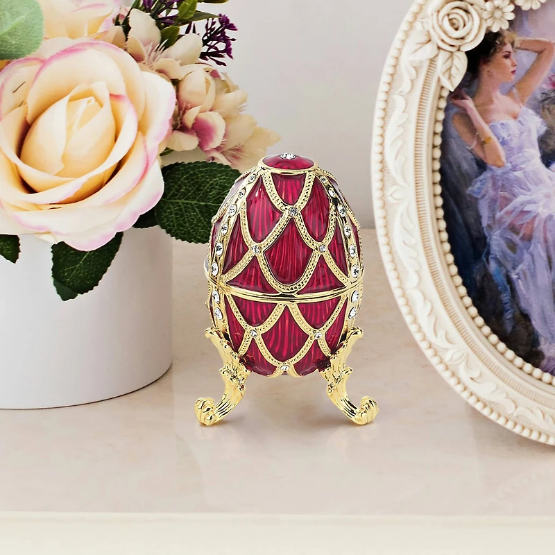 Design Toscano 4" Golden Trellis Romanov Style Enameled Rouge Egg