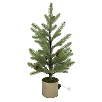 22" Pre-Lit Pine & Pinecone Accent Tree in Metal Bucket by Ashland®