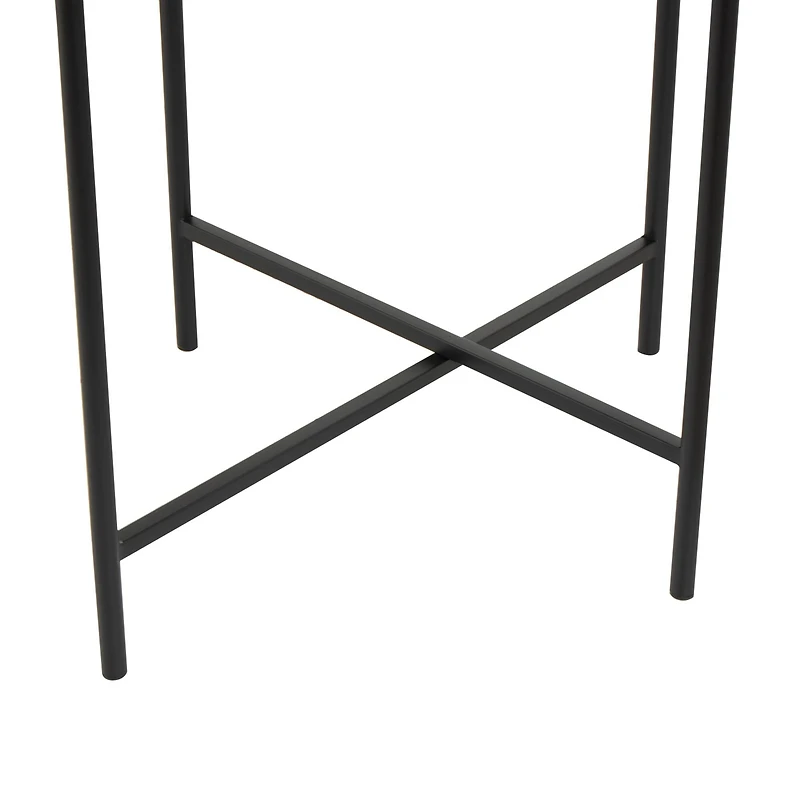Black Metal Abstract Wavy Accent Table with X-Shaped Base