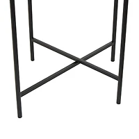 Black Metal Abstract Wavy Accent Table with X-Shaped Base