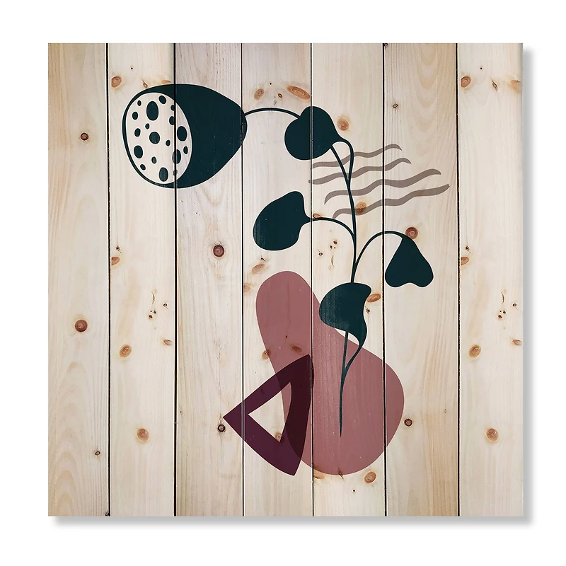 Designart - Elementary Shapes With Abstract Flowers Plants V