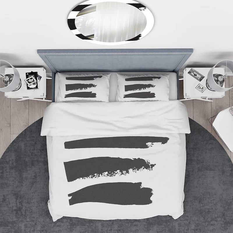 Designart 'Black and White Geometric Company II' Geometric Bedding Set