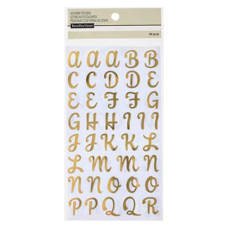 12 Packs: 83 ct. (996 total) Gold Foil Alphabet Stickers by Recollections™