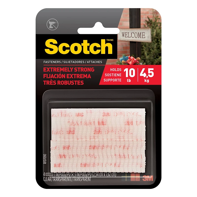 3M Scotch™ Clear Heavy-Duty Fastener Strips, 4ct.