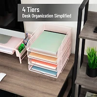 Mind Reader Stackable Paper Tray, Desktop Organizer, File Storage, Office, Metal Mesh, 4 Pcs