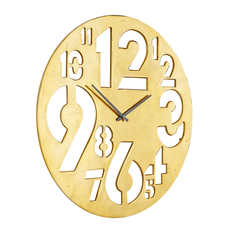 Gold Aluminum Contemporary Wall Clock, 24" x 24" x 2"