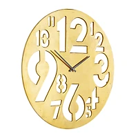Gold Aluminum Contemporary Wall Clock, 24" x 24" x 2"