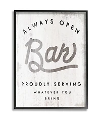 Stupell Industries Always Open Bar Wall Art in Frame