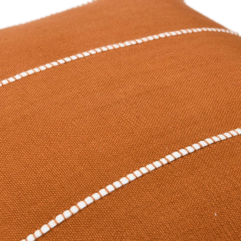 Hello Honey® Orange Square Interwoven Striped Cotton Pillow Cover