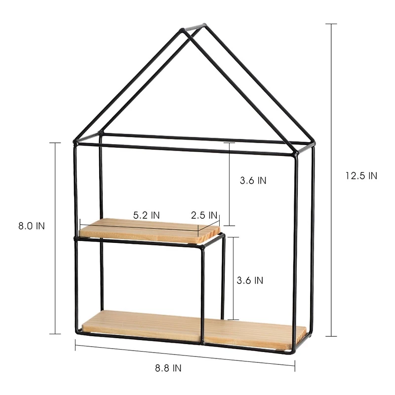 NEX™ Black 2-Tier Metal Wall Mounted Floating Shelf