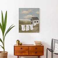 House on Hill Calming Laundry Scene 20" x 24" Canvas Wall Art