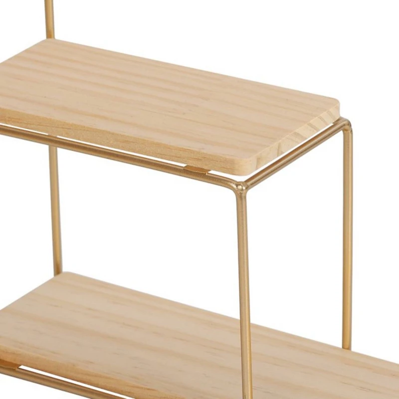 NEX 2-Tier Gold Metal Wall Mounted Floating Shelves Organizer Display