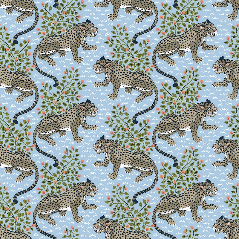 PrintFresh Bagheera Light Blue Peel & Stick Wallpaper