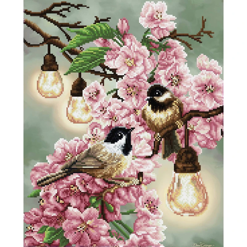 Diamond Dotz® Advanced Cherry Blossoms & Chickadees Diamond Painting Kit