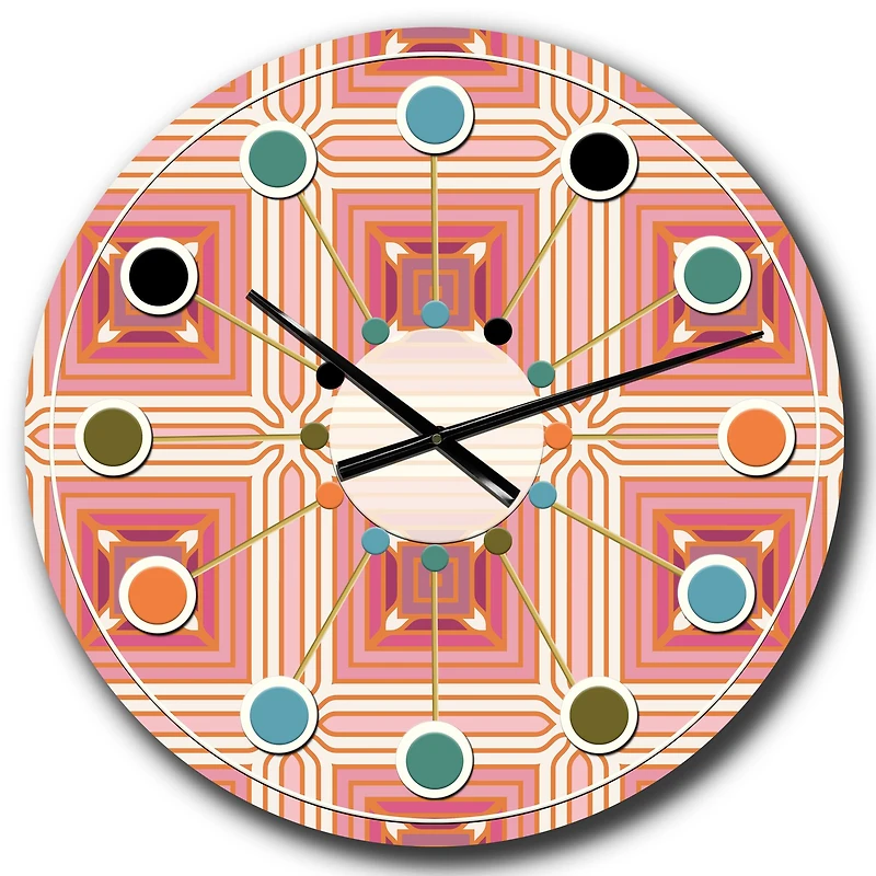 Designart Geometric Retro Design II Mid-Century Modern Wall Clock