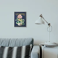 Stupell Industries Geraniums Blue Gold Flower Word Design Wall Plaque