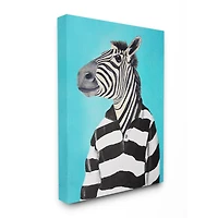 Stupell Industries Zebra In A Striped Shirt Portrait Canvas Wall Art