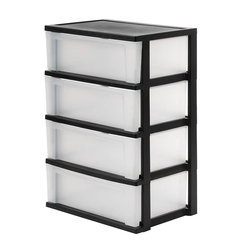 IRIS® 30.5" Black & Clear 4-Drawer Chest