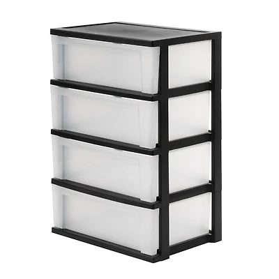 IRIS® 30.5" Black & Clear 4-Drawer Chest