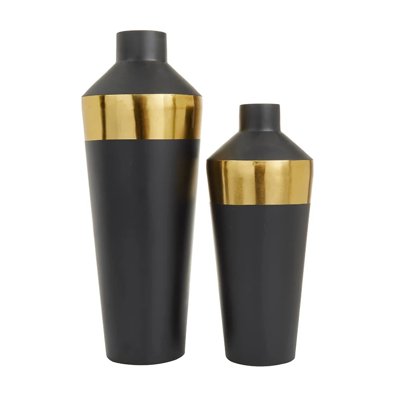 Black Metal Modern Vase, Set of 2" 20", 16"