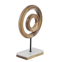 13" Brown Mango Wood Modern Abstract Sculpture