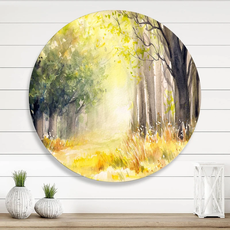 Designart - Bright Sunshine Through The Forest Trees IV