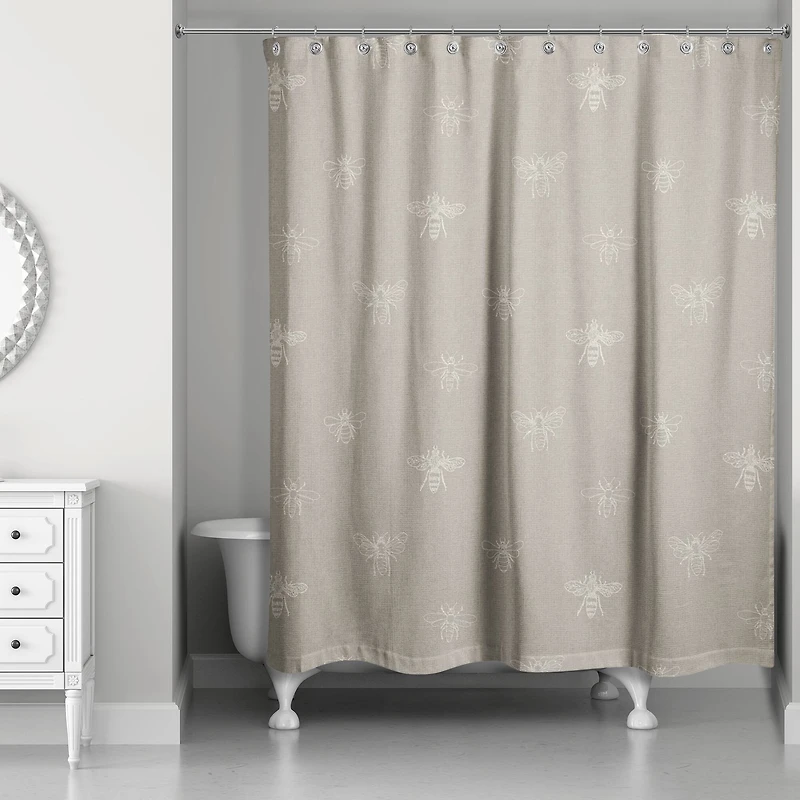 Delicate Bee Fabric Shower Curtain