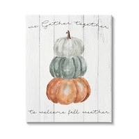 Stupell Industries Gather Together Fall Weather Pumpkins Canvas Wall Art