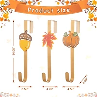 Glitzhome® 14" Fall Metal Acorn, Leaf & Pumpkin Wreath Hanger Set