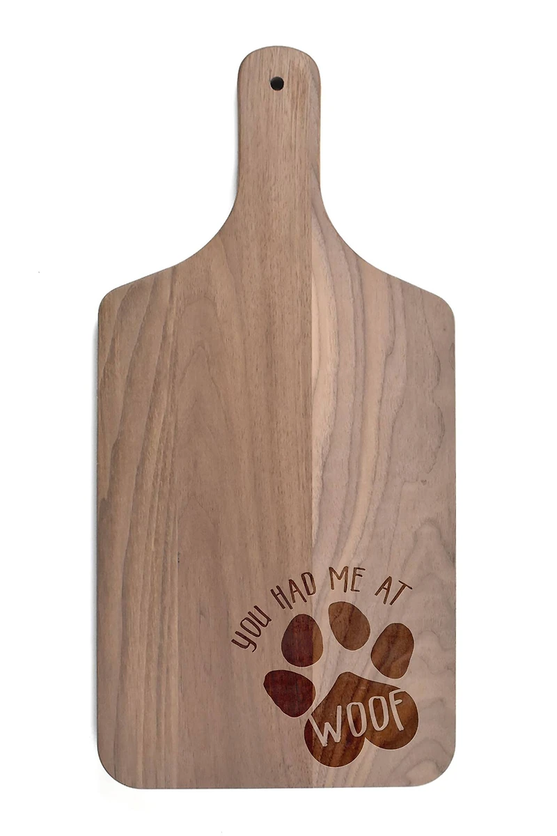 You Had Me at Woof 8" x 17" Walnut Paddle Cutting Board