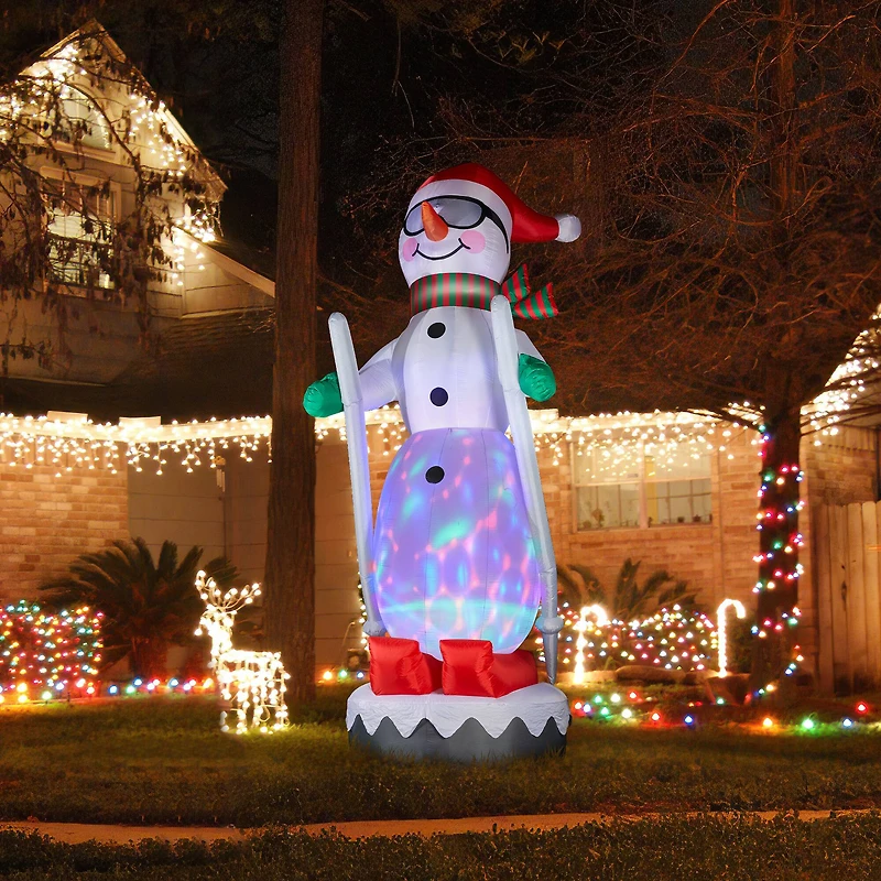 Glitzhome® 20FT Giant Lighted Inflatable Disco Skiing Snowman