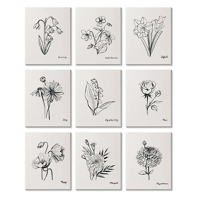 Stupell Industries Countryside Floral Illustrations Dynamic Linework,11' x 14"