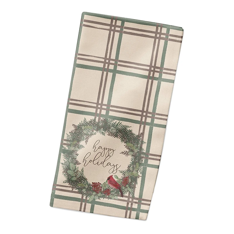 Happy Holidays Plaid Cotton Twill Napkin