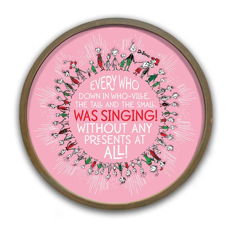 20" The Grinch Who Singing Circle Round Framed Print