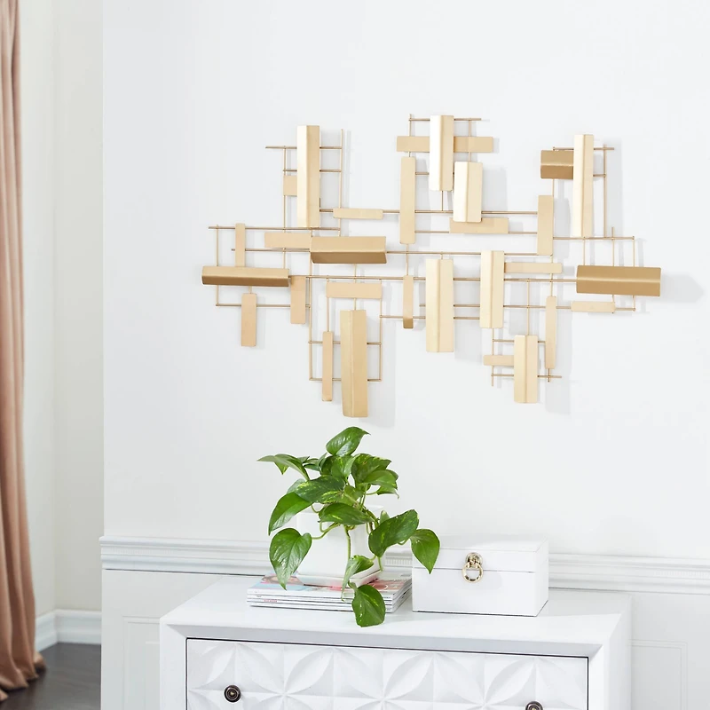 CosmoLiving by Cosmopolitan Gold Iron Grid Wall Accent