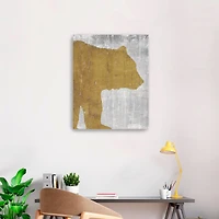 Rustic Lodge Animals Bear On Grey Canvas Giclee