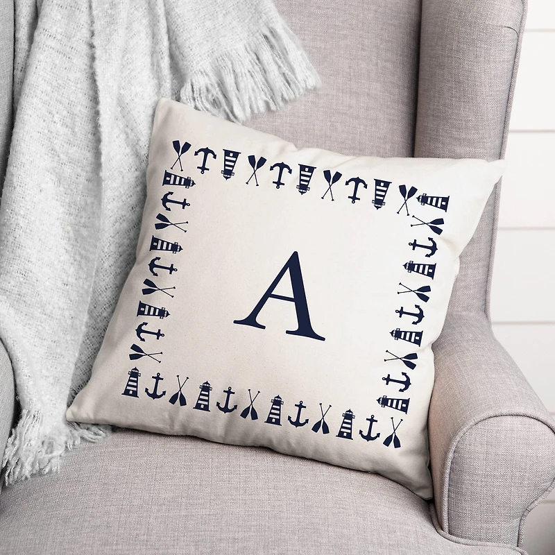 Nautical Monogram Throw Pillow