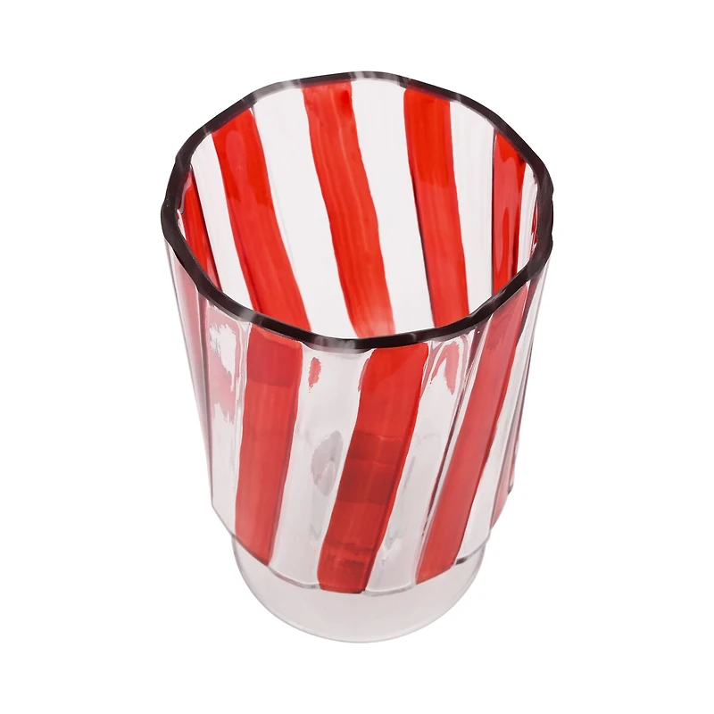 8" Red & White Stripe Glass Vase by Ashland®